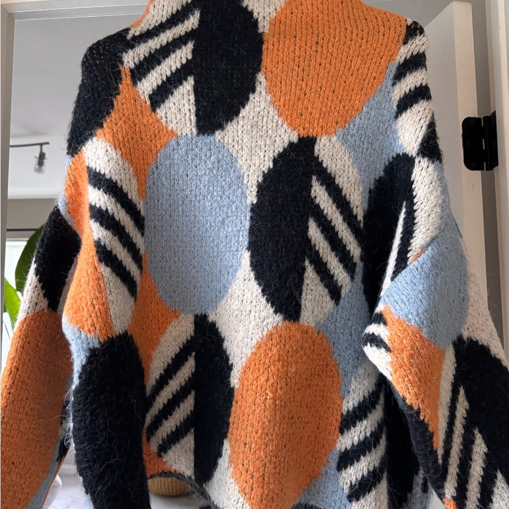 Zara Multicolor Geometric Sweater - Orange, Black, Blue